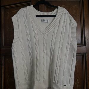 Hollister White Cable Knit Sweater Vest